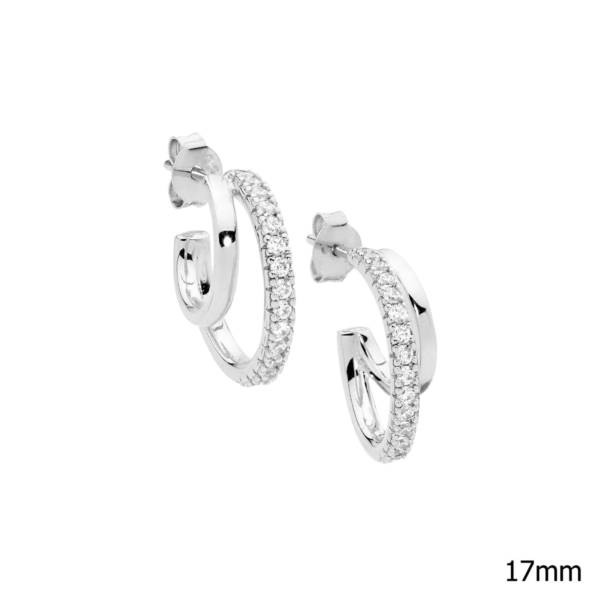 Sterling Silver Gold-Plated CZ Earring - E574