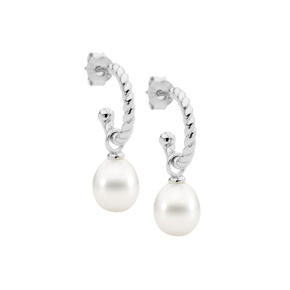 Sterling Silver Gold-Plated Twist Pearl Earring - E577