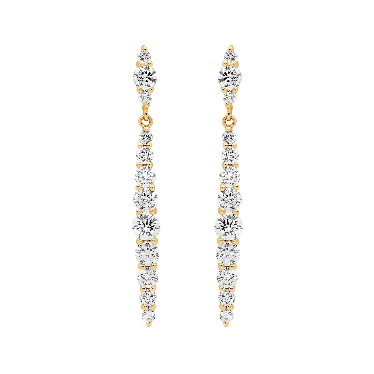 Sterling Silver Gold-Plated CZ Drop Earring - E579