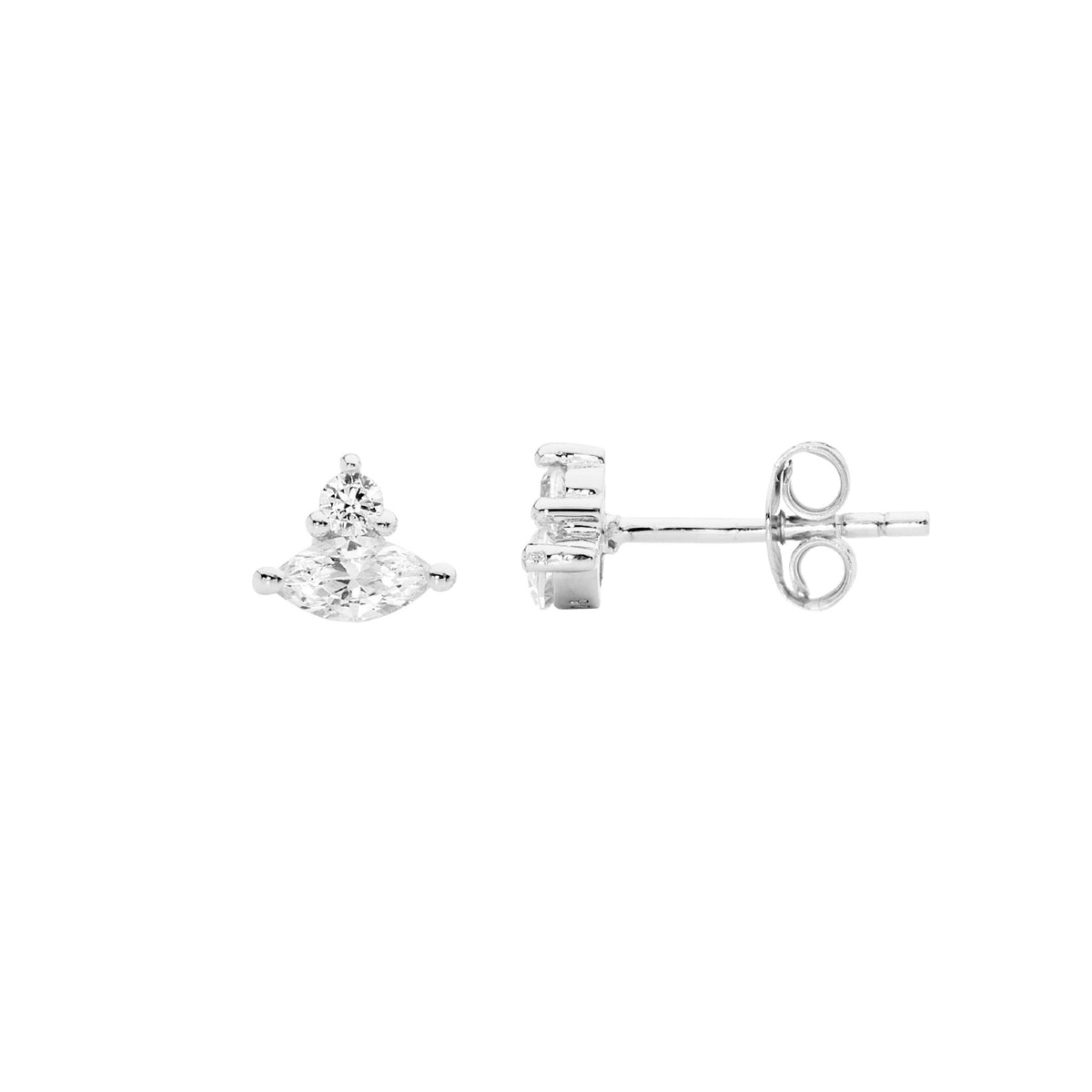Sterling Silver Gold-Plated Trilogy CZ Earring - E582