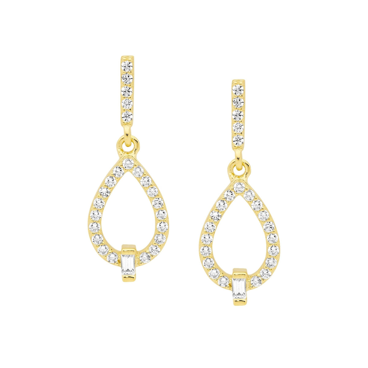 Sterling Silver Gold-Plated CZ Drop Earring - E584