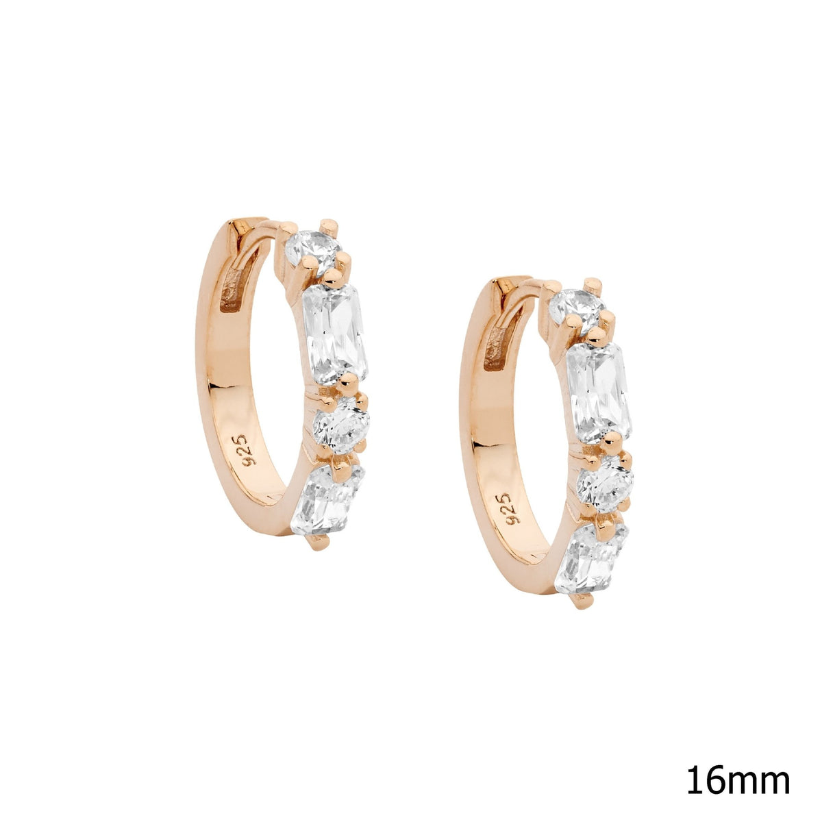 Sterling Silver Gold-Plated CZ Huggie Earring - E585