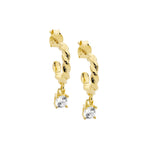 Sterling Silver Gold-Plated CZ Twist Earring - E587
