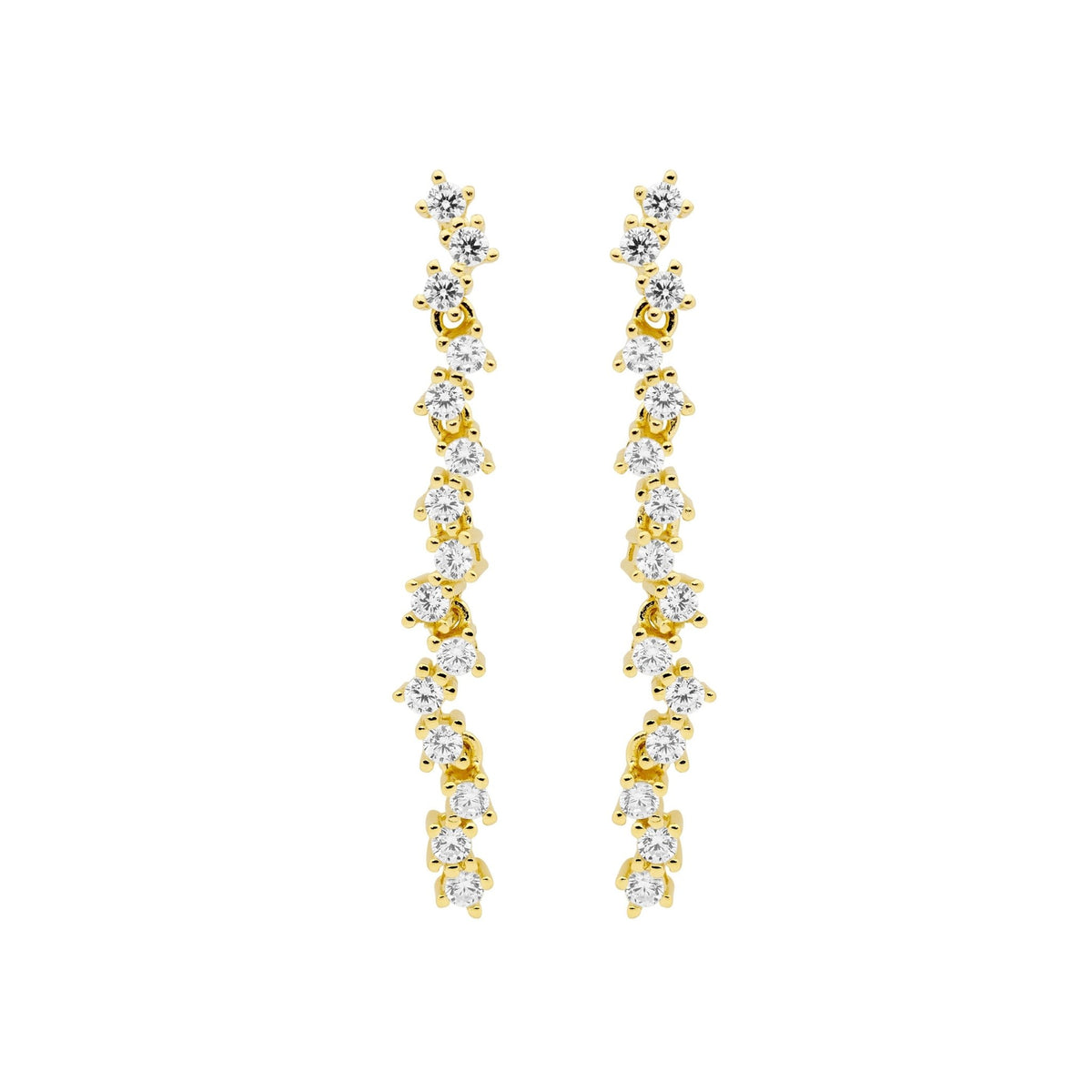 Sterling Silver Gold-Plated CZ Drop Earring - E588
