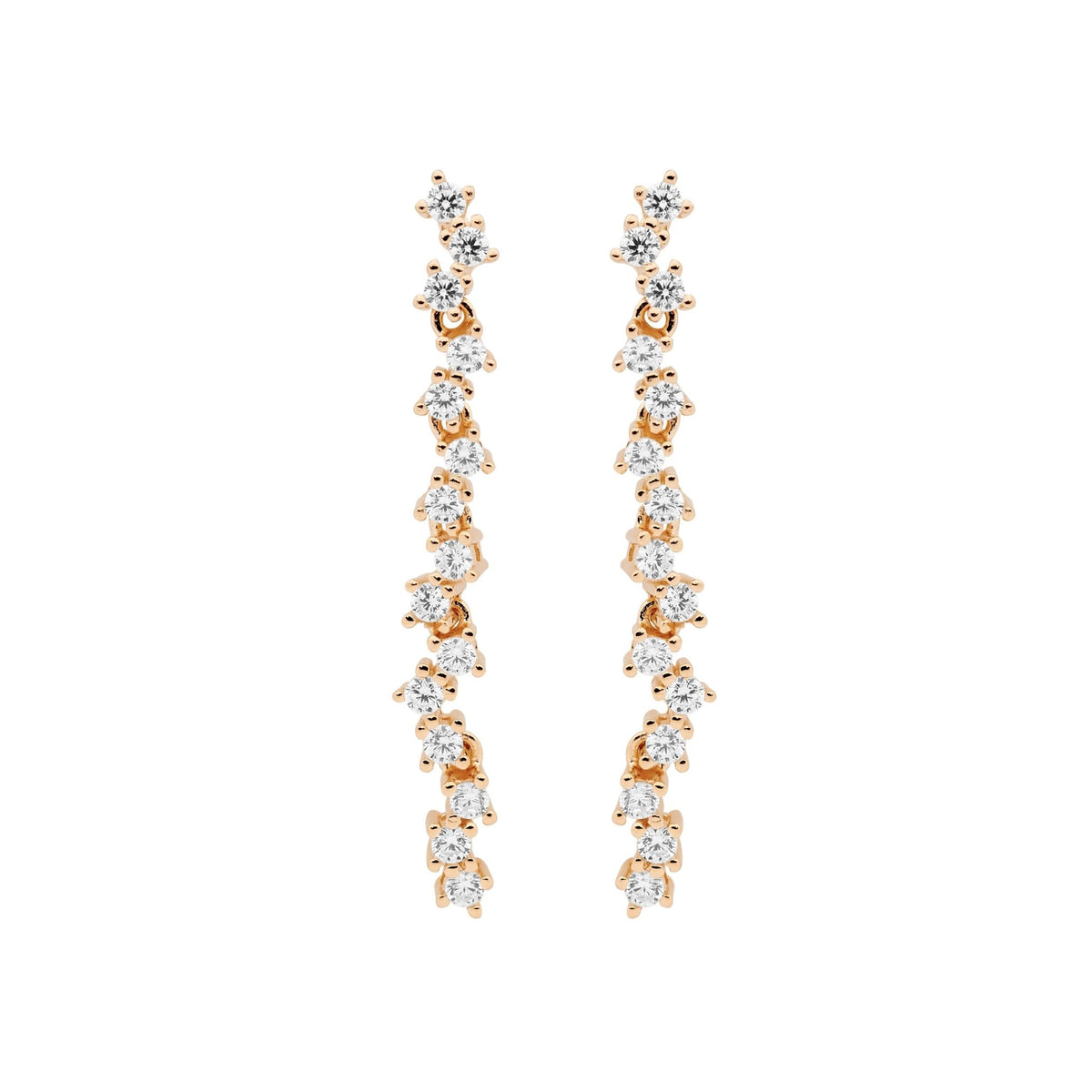 Sterling Silver Gold-Plated CZ Drop Earring - E588