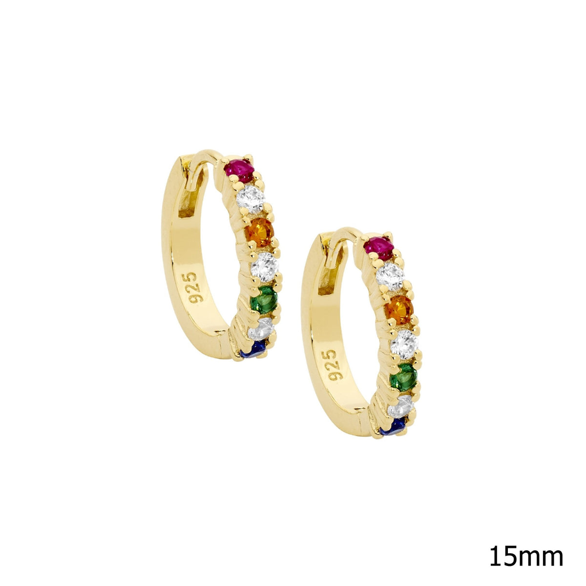 Sterling Silver Gold-Plated Coloured Stone Huggie Earring - E590