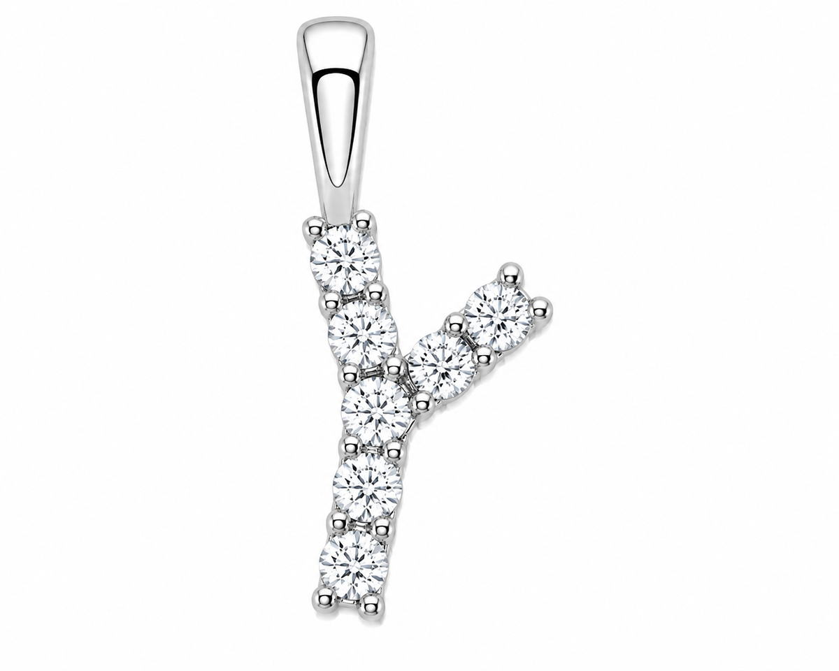 9ct White Gold 0.13ct Initial Diamond Pendants