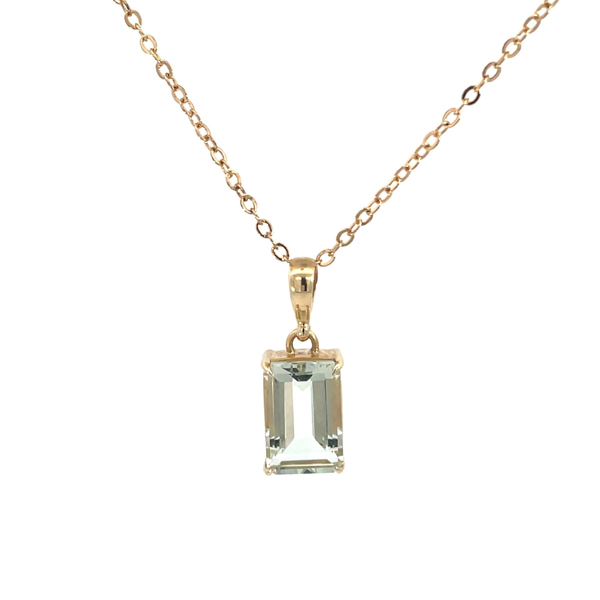 Emerald Cut Green Amethyst Pendant - Markbridge Jewellers