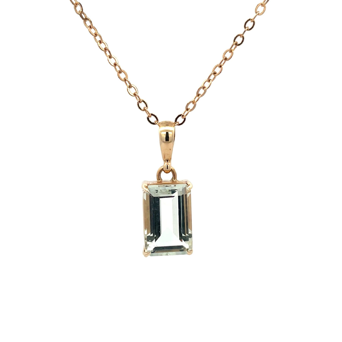 Emerald Cut Green Amethyst Pendant - Markbridge Jewellers