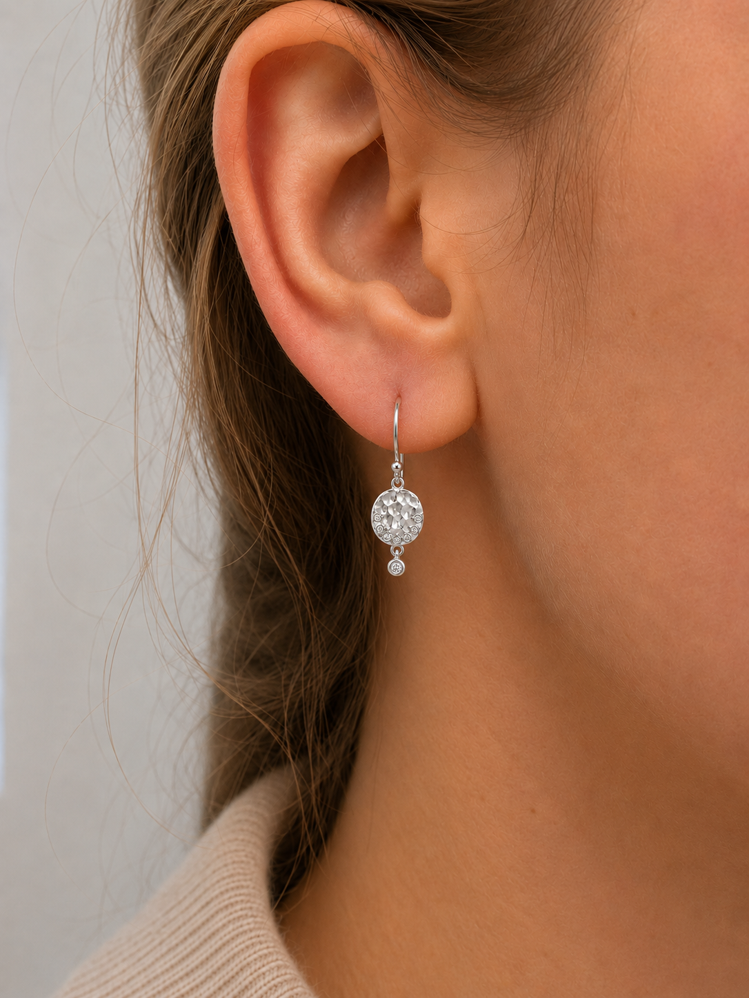 White Gold & Diamond ‘Isabella’ Circle Drop Earrings
