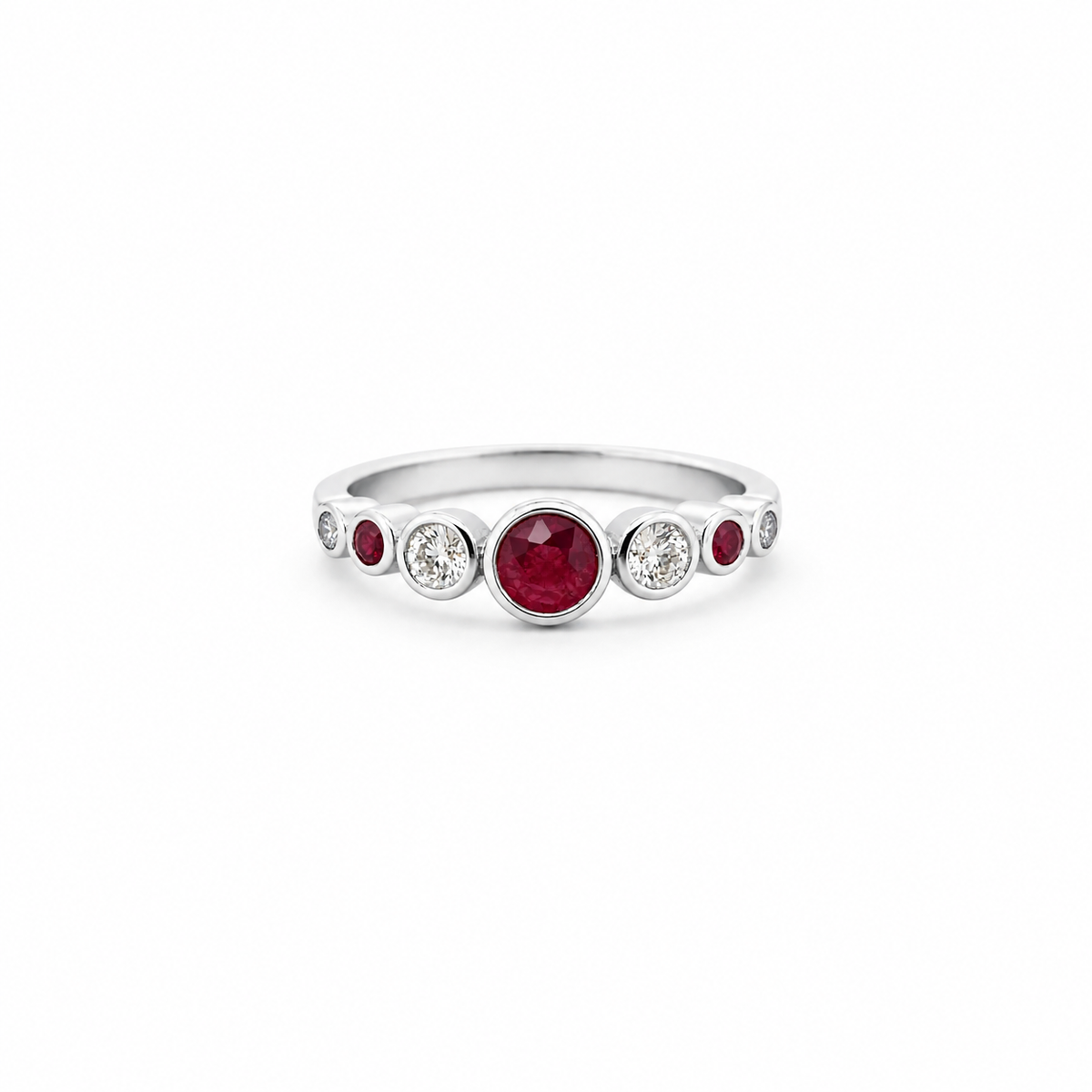 18ct White Gold Ruby & Diamond Dress Ring