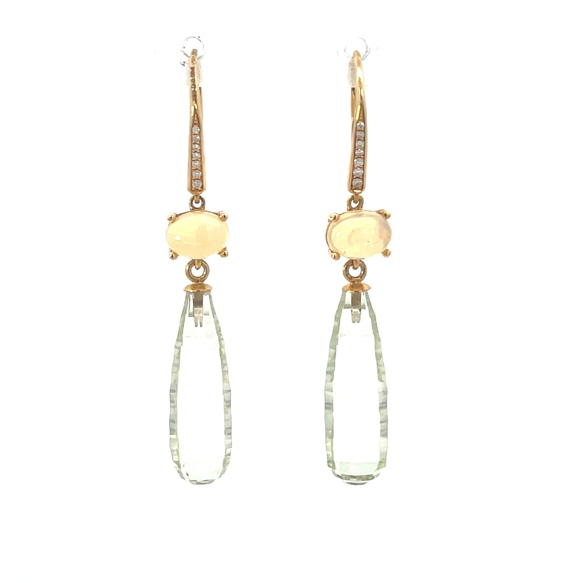 Green Amethyst & White Opal Earrings - Markbridge Jewellers