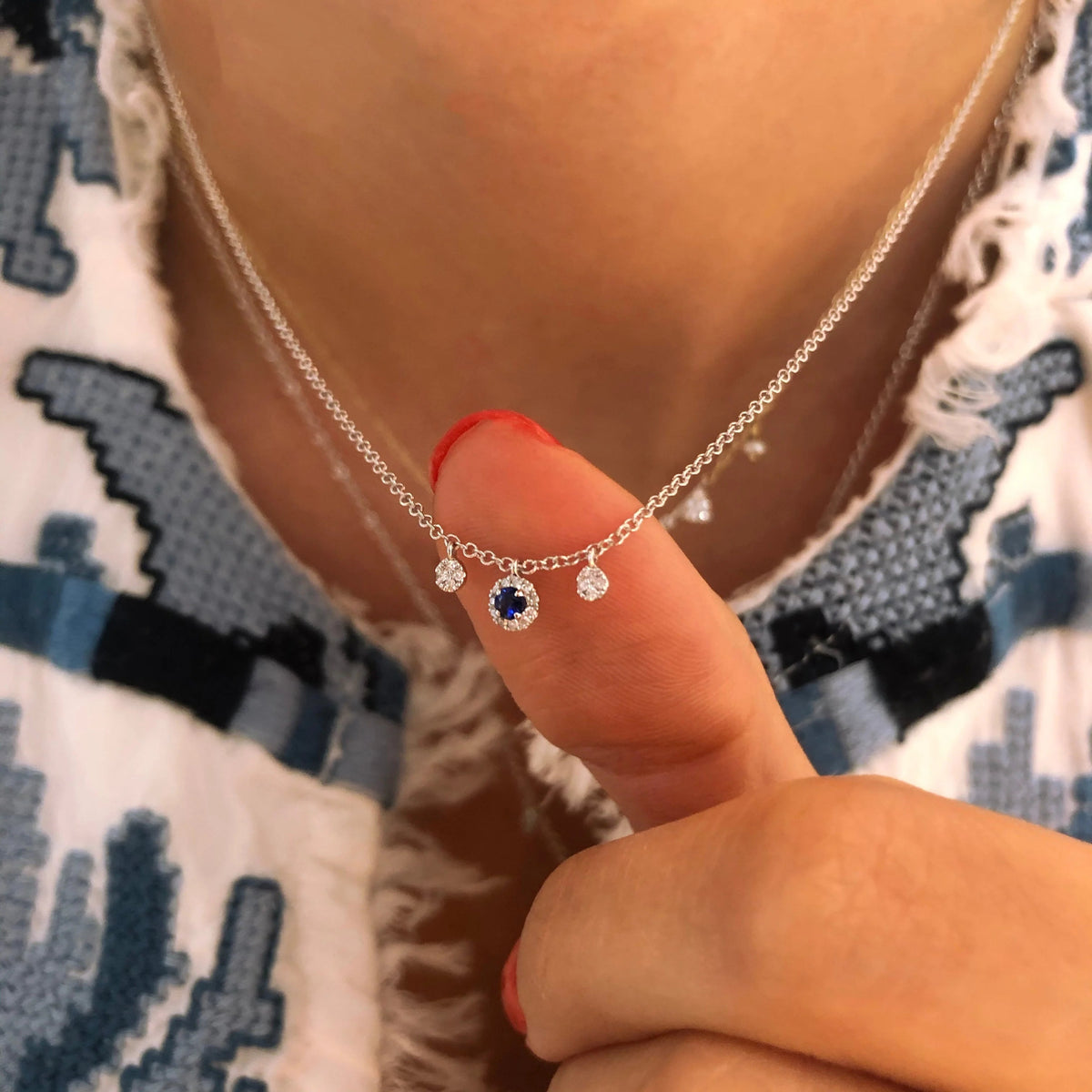 Meira T Dainty Sapphire & Diamond Necklace - Markbridge Jewellers