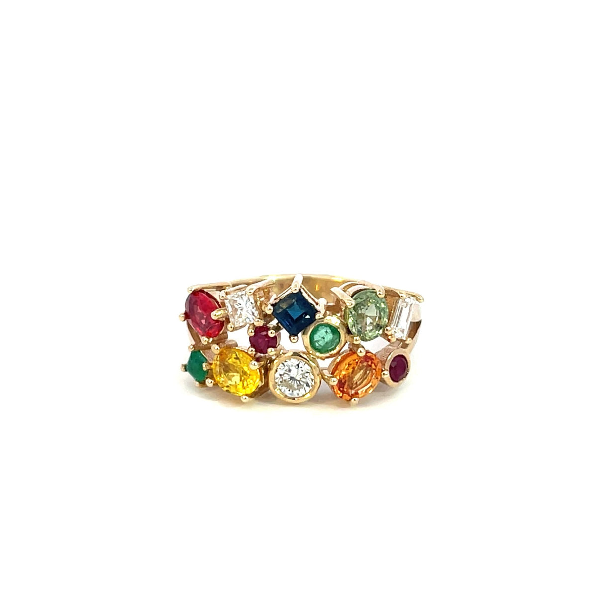 Multi Coloured Gemstone & Diamond Dress Ring - Markbridge Jewellers