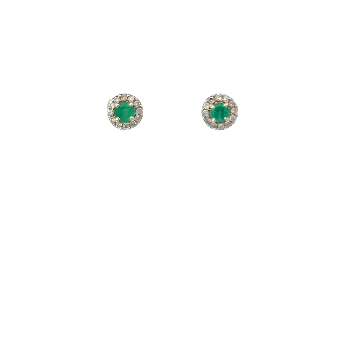 Natural Emerald and Diamond Halo Stud Earrings - Markbridge Jewellers