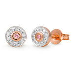 Pink and White Diamond Circle Stud Earrings - Markbridge Jewellers