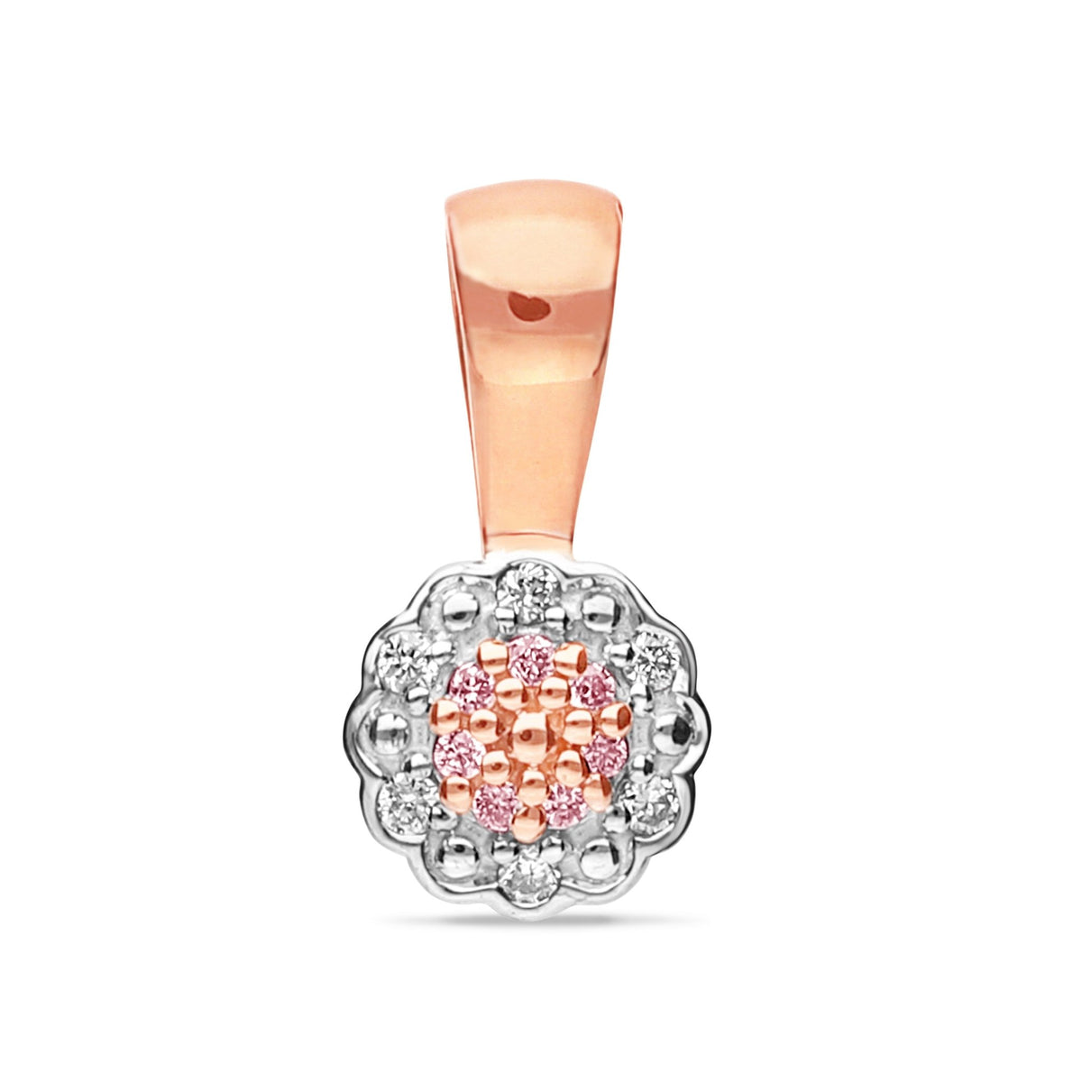 Pink and white diamond flower pendant - Markbridge Jewellers