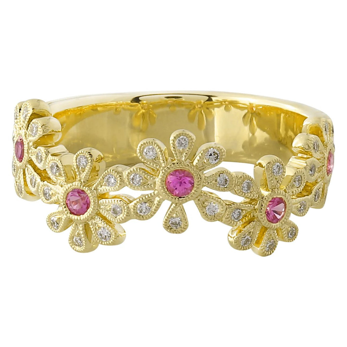 Pink Sapphire Art Deco Band Ring - Markbridge Jewellers