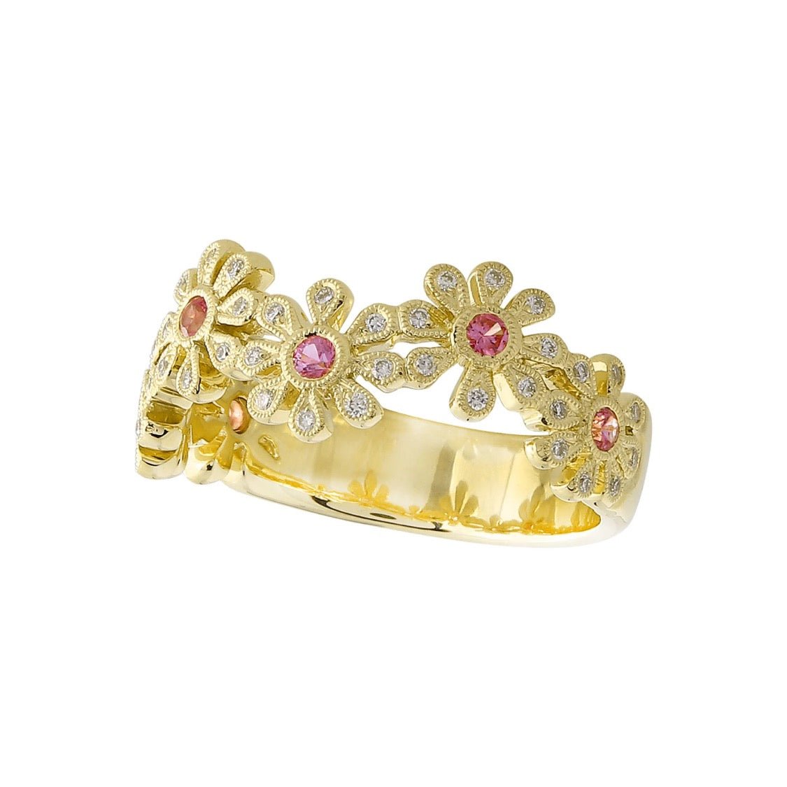 Pink Sapphire Art Deco Band Ring - Markbridge Jewellers