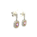 Pink Sapphire & Diamond 'Art Deco' Drop Earrings - Markbridge Jewellers
