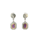 Pink Sapphire & Diamond 'Art Deco' Drop Earrings - Markbridge Jewellers