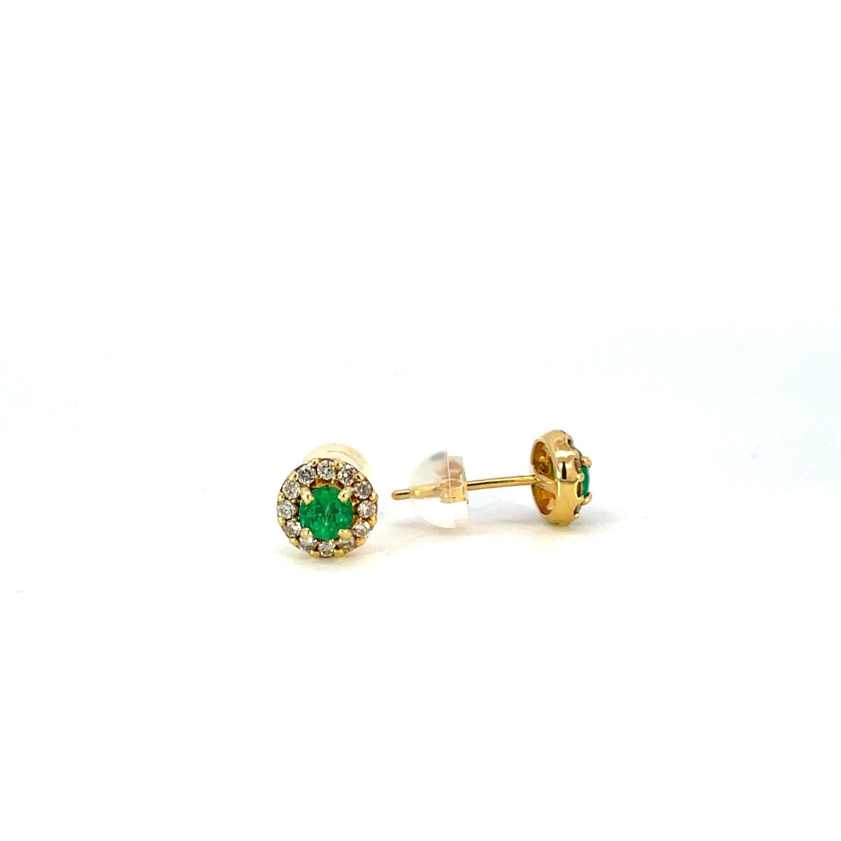 Round Emerald & Diamond Stud Earrings - Markbridge Jewellers