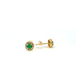 Round Emerald & Diamond Stud Earrings - Markbridge Jewellers