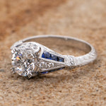 Sapphire Diamond & Cubic Zirconia 'Art Deco' Ring - Markbridge Jewellers