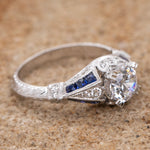 Sapphire Diamond & Cubic Zirconia 'Art Deco' Ring - Markbridge Jewellers