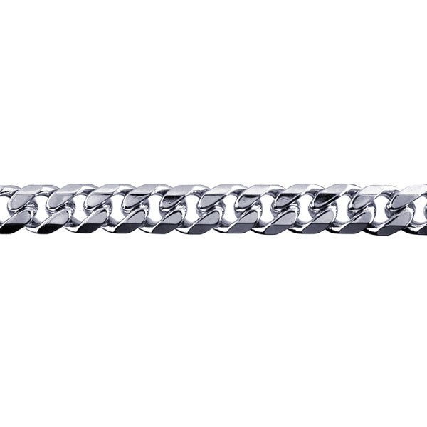 Silver Bevelled Curb Chain 8.0mm - Markbridge Jewellers