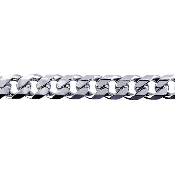Sterling Silver Bevelled Curb Diamond Cut Bracelet 10mm - Markbridge Jewellers