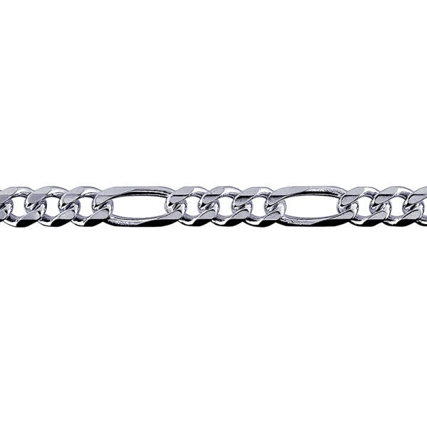Sterling Silver Bevelled Figaro 1:3 Diamond Cut Bracelet 5.10mm - Markbridge Jewellers