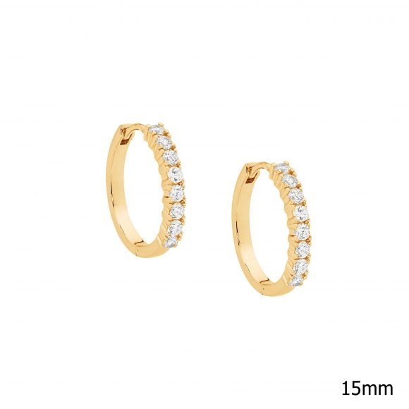 Sterling Silver Gold - Plated CZ Huggie Earring - E391 - Markbridge Jewellers