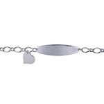Sterling Silver Oval Figaro 1.1 with Heart ID Bracelet - Markbridge Jewellers