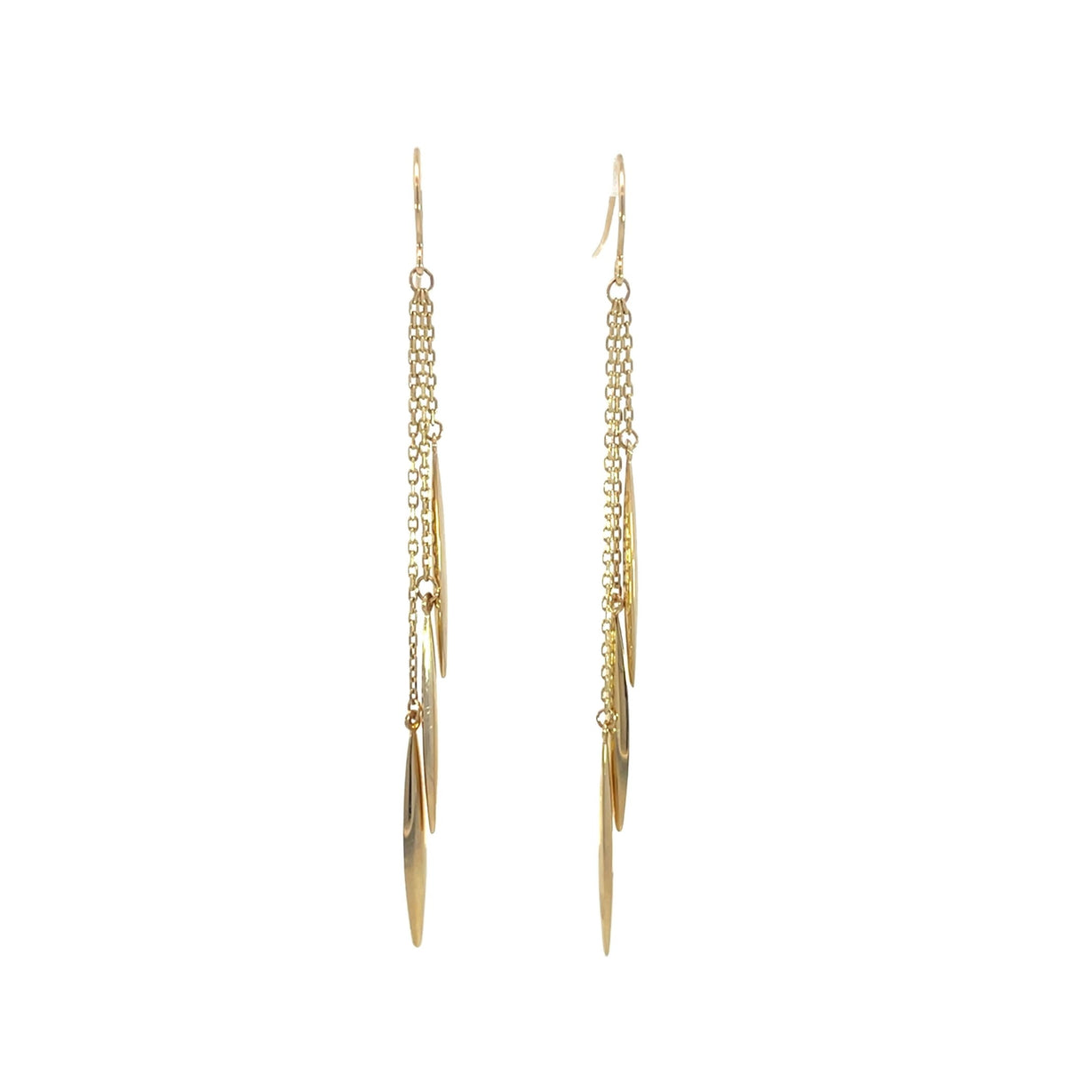 Three Strand Yellow Gold Drop Earrings - Markbridge Jewellers