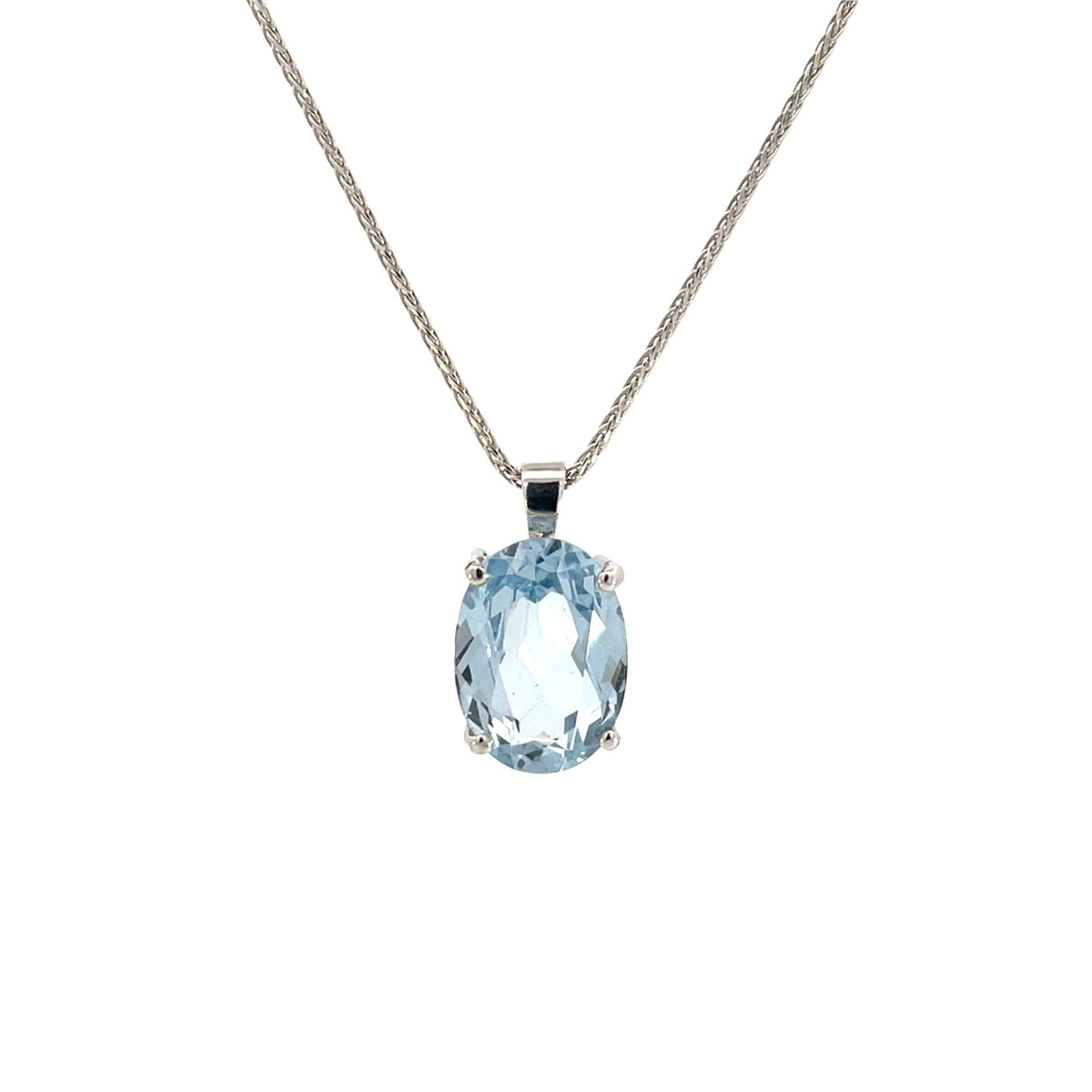 White Gold Blue Zircon Pendant - Markbridge Jewellers