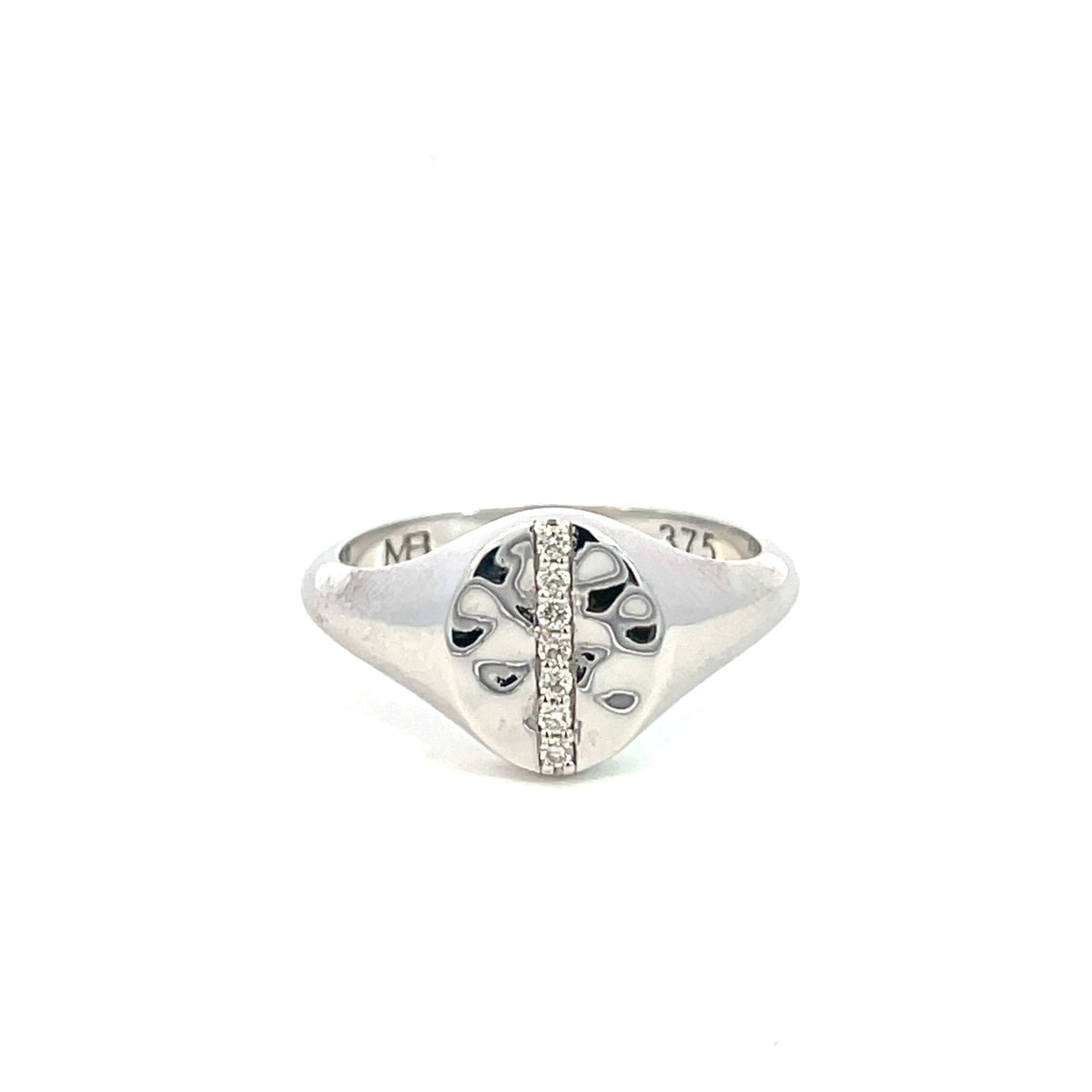 White Gold & Diamond ‘Isabella’ Oval Signet Ring - Markbridge Jewellers