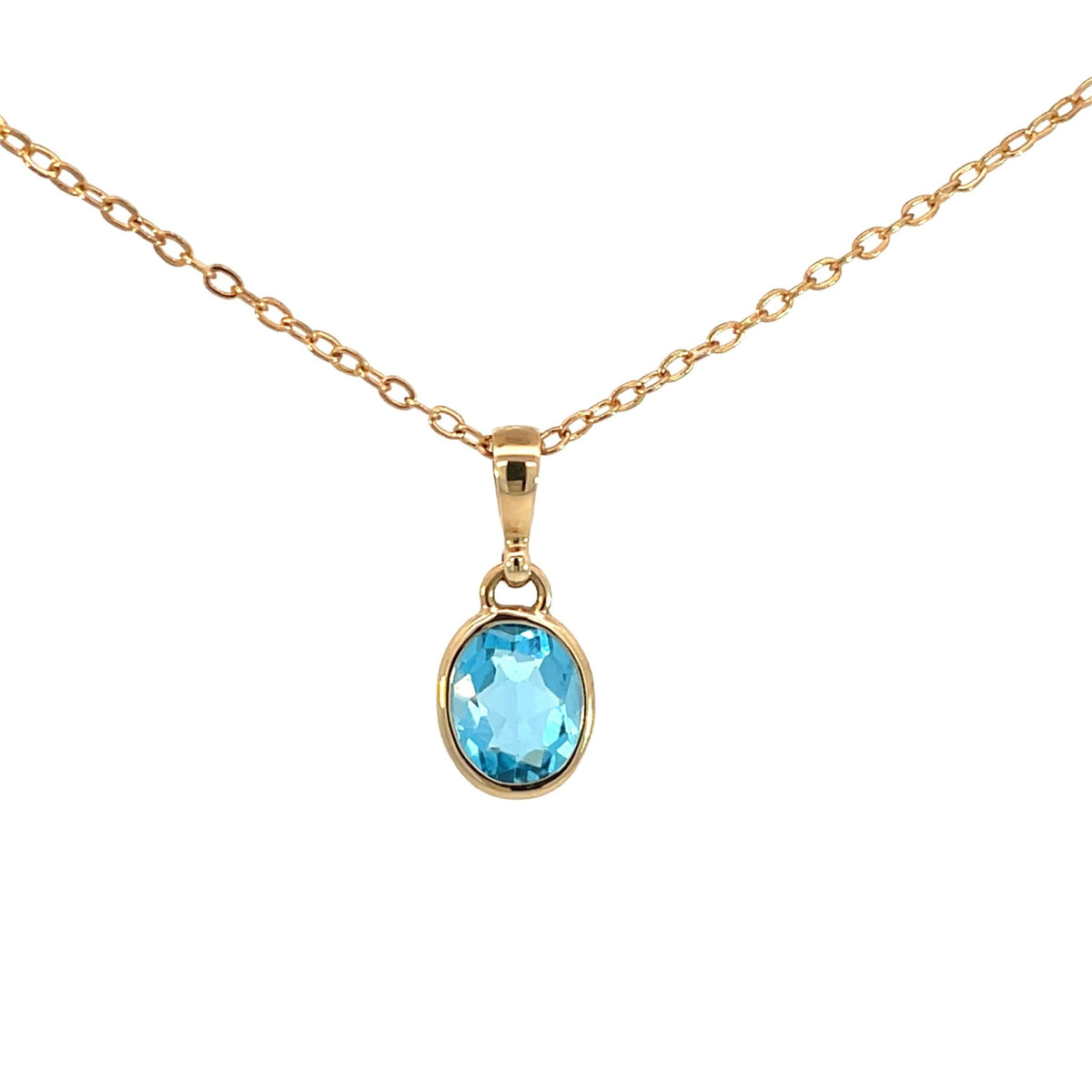 Yellow Gold & Blue Topaz Pendant - Markbridge Jewellers