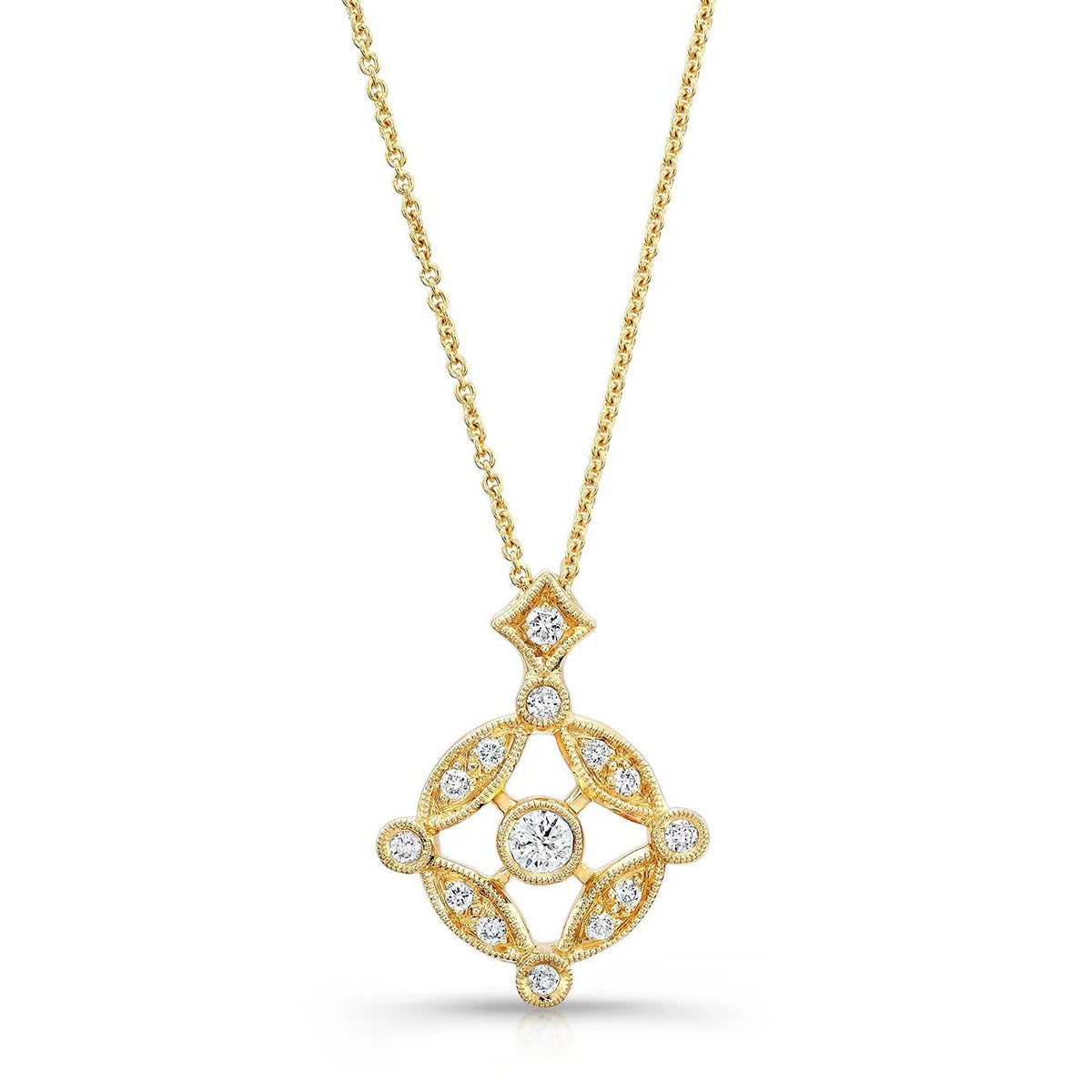 Yellow Gold & Diamond Art Deco Pendant - Markbridge Jewellers