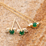 Yellow Gold Emerald & Diamond Stud Earrings - Markbridge Jewellers