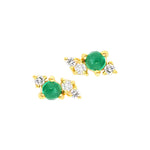 Yellow Gold Emerald & Diamond Stud Earrings - Markbridge Jewellers