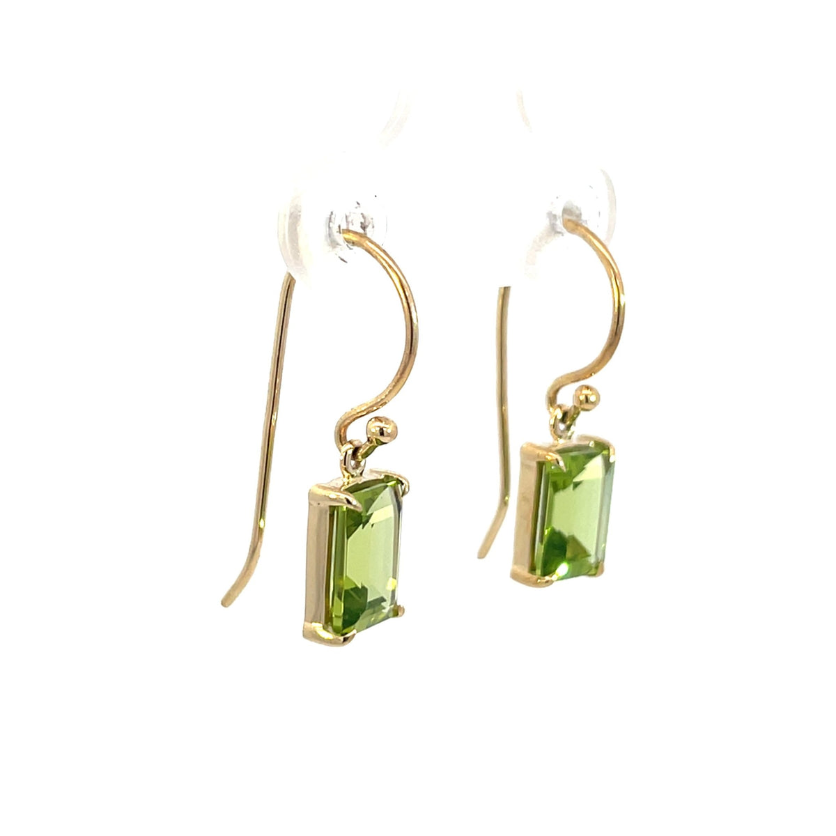 Yellow Gold & Peridot Emerald Cut Earrings - Markbridge Jewellers