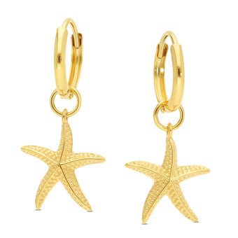 Yellow Gold Starfish Huggie - Style Drop Earrings - Markbridge Jewellers