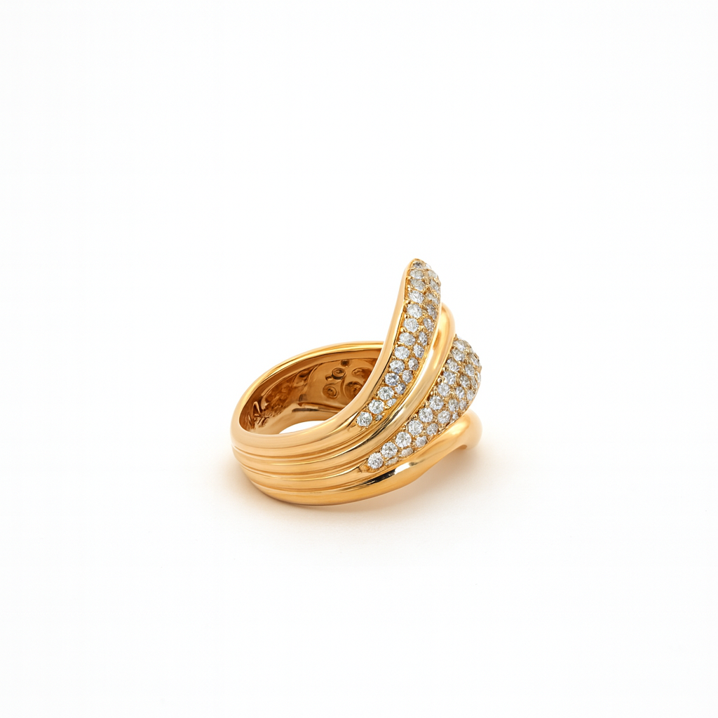 18ct Yellow Gold Pave Set Dress Ring