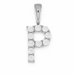 9ct White Gold Initial P Slider
