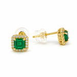 Emerald & Diamond Stud Earrings