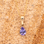 9k Yellow Gold & Pear Shaped Tanzanite Pendant