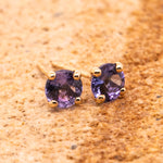 9k Yellow Gold Tanzanite Solitaire Stud Earrings