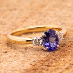 Natural Tanzanite & Diamond Trilogy Ring