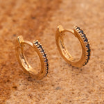 9ct Yellow Gold Blue Sapphire Huggie Hoop Earrings